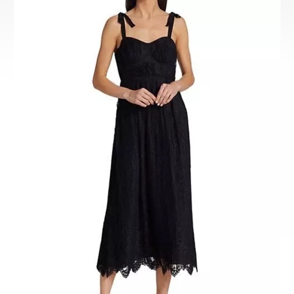 Jonathan Simkhai Bonnie Lace Tie Strap Cocktail Midi Dress - Picture 2 of 10